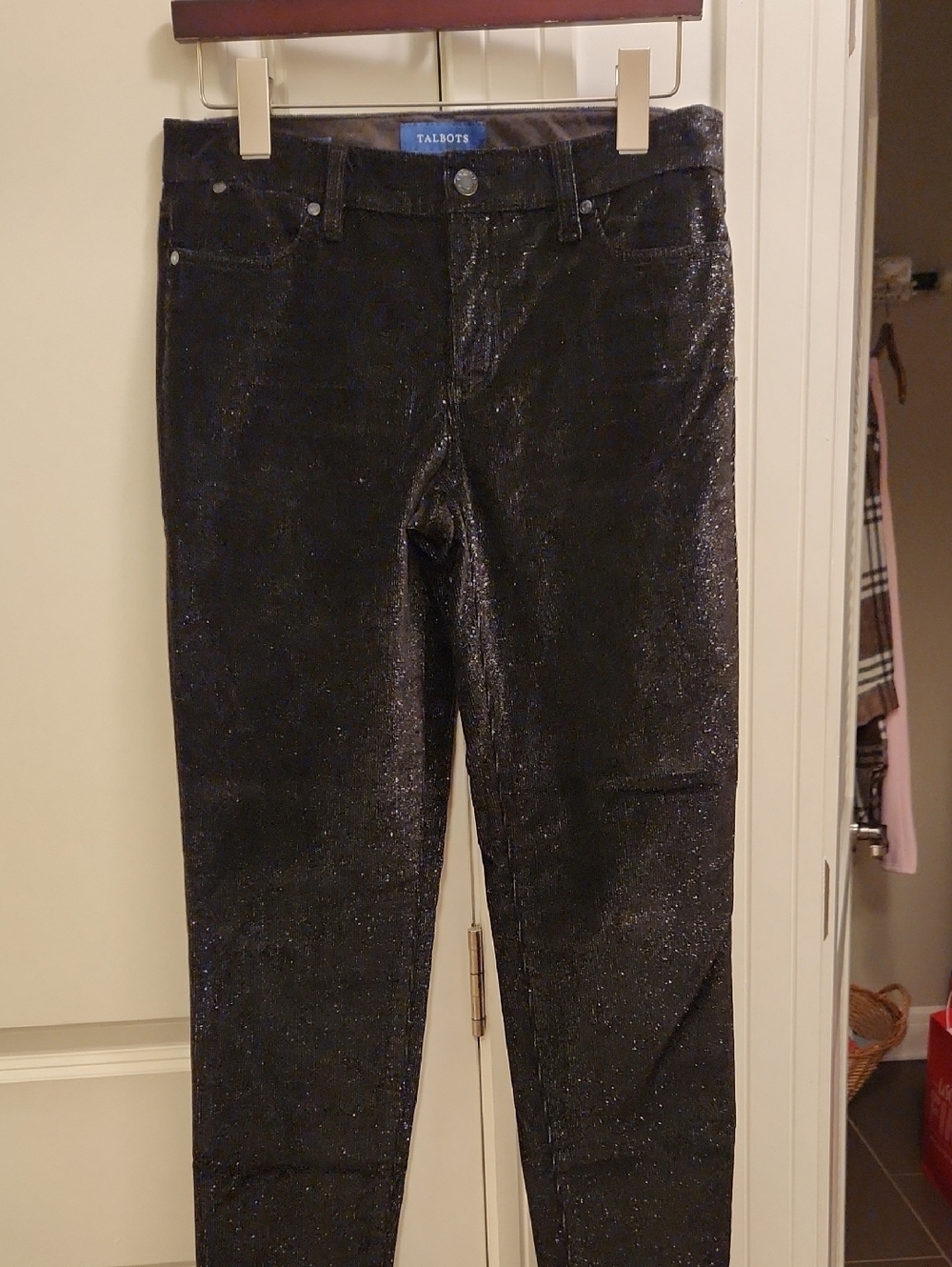 NWOT Talbots Black Glitter Slim Jeans